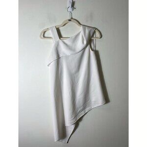 Anna Cate White Asymmetric Draped Top Sz XS